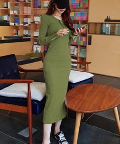 ワンピース | ニット秋冬 30代40代 レディース リブニット 長袖 セクシー ロングタイトスリムフィット きれいめワンピ