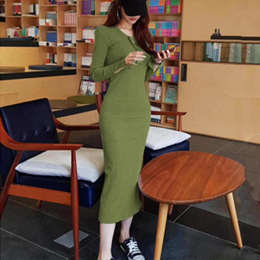 ワンピース | ニット秋冬 30代40代 レディース リブニット 長袖 セクシー ロングタイトスリムフィット きれいめワンピ