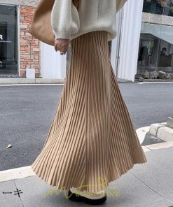 スカート | レディース プリーツ秋 冬 ロング マキシ 落ち感 ウエストゴム ハイウエスト ニット 秋冬コーデ あったか きれいめ おしゃれ カジュアル