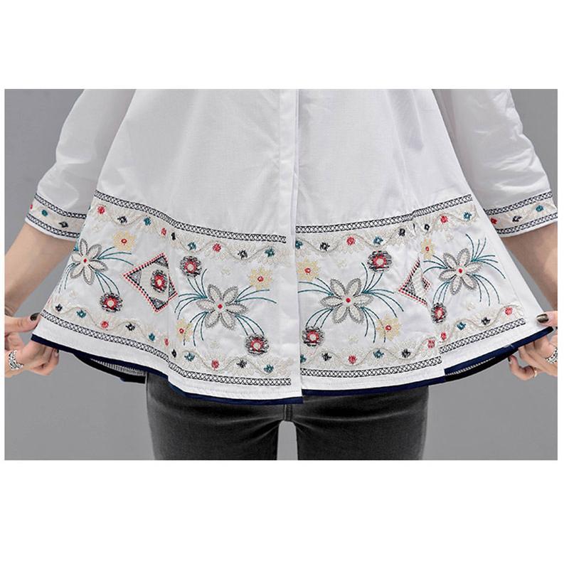 シャツ・ブラウス | シャツ ブラウス レデイース 刺繍 花柄 トップス ファッション シンプル デイリーコーデ エスニック トレンド お出かけ フェミニン エレガント カジュアル