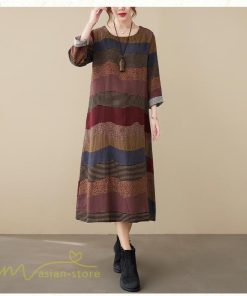 マキシ | ワンピース ロング丈 レディース シンプル 長袖ワンピース Aライン 秋コーデ カジュアル 丸首 40代 体型カバー ゆるワンピース 大きいサイズ ゆったり 50代