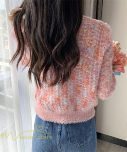 カーディガン | 2022秋冬ニットショート丈 アウター レディース ニット セーター 長袖 羽織り フロントボタン 通学通勤 ピンク 20代40代 トップス 可愛い