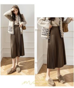 スカート | ロング 秋 秋服 レディース ボトムス ロング冬 プリーツ 無地 可愛い カジュアル オシャレ 着痩せ 韓国風 可愛い キレイめ