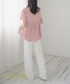 tシャツ・カットソー | Tシャツ レディース 春 夏 秋 Tシャツ 半袖 ブラウス かわいい プリーツTシャツ 無地 半袖 ゆったり 20代 きれいめ 40代 カットソー シンプル 韓国風 30代