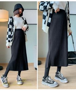 スカート | ニットマタニティウェア レディース 秋冬 コーデ 裾口スリット 妊婦服 産前産後 ハイウエスト マタニティスカート 大きいサイズ ゆったり ウエスト調整