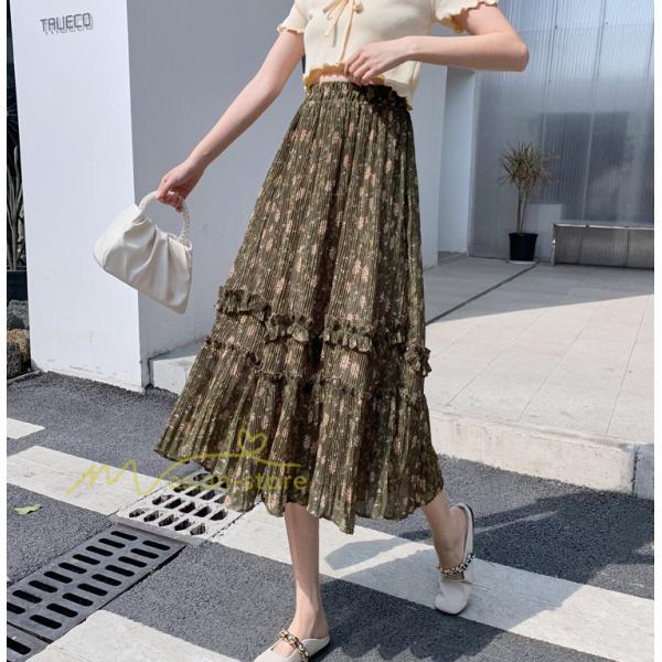 スカート | ロング 秋 花柄 柔らか ボトムス レディース ロングマキシ丈 シンプル 無地 カジュアル 着痩せ コーデ 春 30代 秋20代 40代 50代 夏物 夏