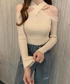 Tシャツ・カットソー | ニットトップス ホルターネック 肩出し