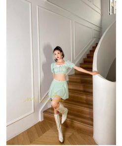 水着 | レディース ワンピース型 体型カバー 温泉2点セット 水着セット セクシー お洒落 可愛い 20代30代40代 無地 セパレート 韓国ファッション 着痩せ