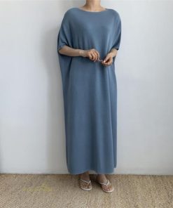マキシ | ワンピース 夏 春 レディース 半袖 カジュアル 30代 20代 ロング かわいい 無地 5分袖 ゆるシルエット 体型カバー ビッグシルエット カジュアル