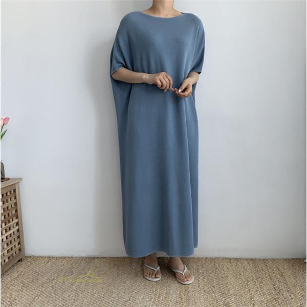 マキシ | ワンピース 夏 春 レディース 半袖 カジュアル 30代 20代 ロング かわいい 無地 5分袖 ゆるシルエット 体型カバー ビッグシルエット カジュアル