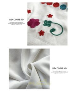 マキシ | ワンピース コットン 長袖ワンピース カジュアル ゆったり ナチュラル シンプル 可愛い 夏 秋 エスニック Vネック 鎖骨 レトロ 黄色 刺繍 白 青 三色展開