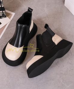 ショートブーツ | ブーティー ブーツ 厚底ブーツ レディース シューズ 靴 太ヒール チャンキーヒール 合皮ブーツ PUブーツ くつ 黒靴 春秋冬 美脚 大人 厚底靴