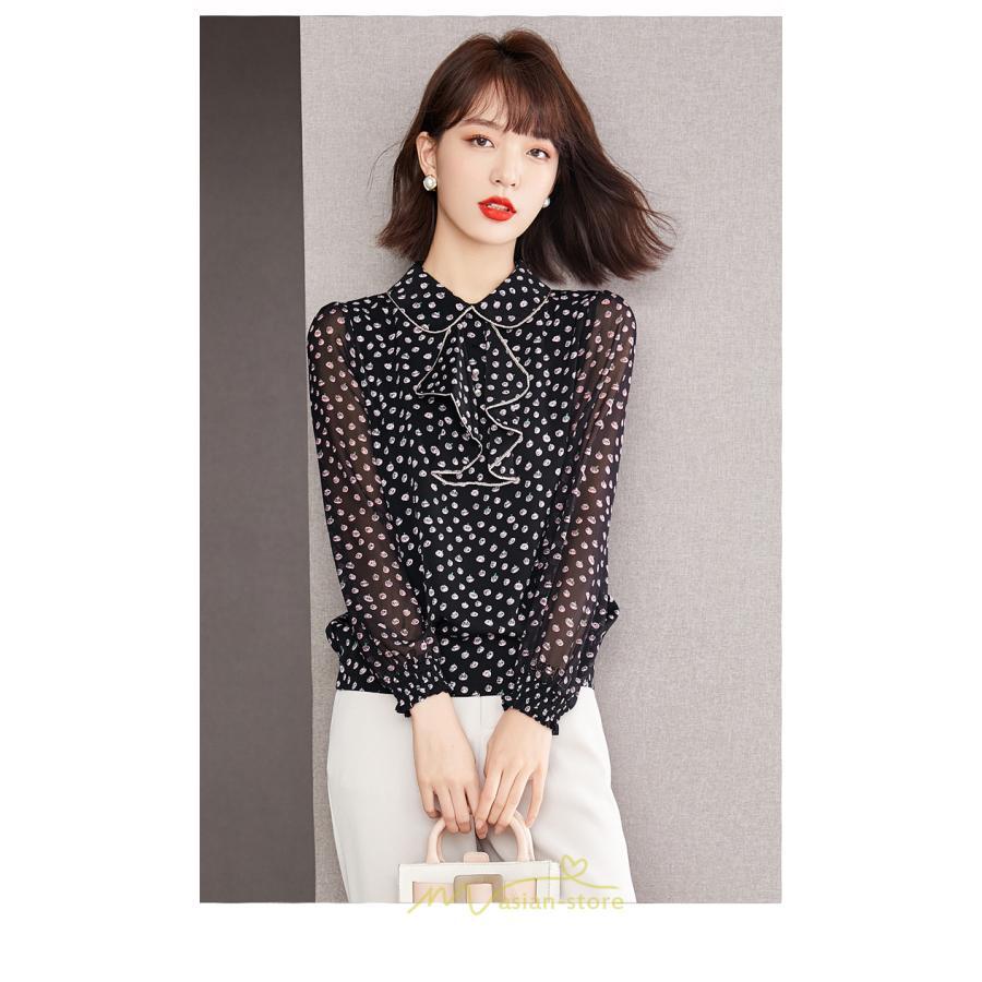シャツ・ブラウス | ブラウス レディース 長袖 秋冬 オフィス フォーマル スーツ 黒 シフォン 大きいサイズ ビジネス 通勤 体型カバー 50代 40代 20代 フェミニン 30代 秋服
