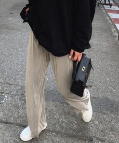 ワイドパンツ | ハイウエスト プリーツパンツ レディース ロングパンツ 着やせ ウエストゴム ボトムス ストレートパンツ