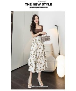 スカート | レディース ロングハイウエスト Aライン 花柄 秋 冬 ボトムス カジュアル 大人 可愛い お出かけ デイリー フェミニン おしゃれ きれいめ