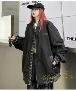 コート・ジャケット | ブルゾン レディース 秋 アウター ジャケット ジャンパー 上着 羽織り Oversize スタジャン メンズ 男女兼用 大きいサイズ 切り替え スタンドカラー