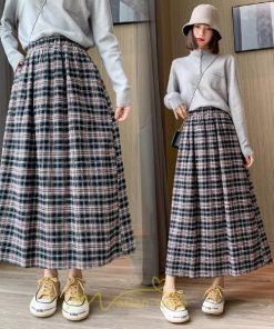 スカート | チェックロングウエストゴム チェック柄 大人 ハイウエスト Aライン30代40代50代 通学通勤 可愛い スカート ゆったり