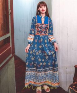 マキシ | ワンピース ロングワンピース マキシ丈 ロング丈 文芸風 長袖 ゆったり エスニック風 民族風 体型カバー フレア フェミニン 可愛い 着痩せ ナチュラル おしゃれ