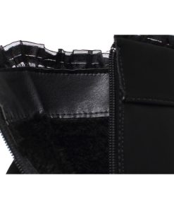 ショートブーツ | スエードブーツ レディース 切替 レース ラウンドトゥ 厚底シューズ チャンキーヒール 太ヒール 厚底 ミドルヒール サイドファスナー 黒