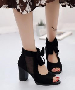 サンダル ミュール | サンダル レディース ブーツサンダル シューズ 痛くない チャンキーヒール 太ヒール ブーツ 靴 ミドルヒール 後ろファスナー くつ 大きいサイズ 女性用靴