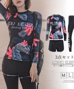ビキニ | 長袖 タンキニ水着 スイミング フィットネス 水着 ラッシュガード 3点セット レディース パッド入り 体型カバー