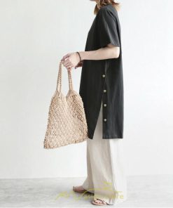 tシャツ・カットソー | Tシャツ レディース 半袖 ロングt 綿 ワンピース 無地 ラウンドネック トップス 麻 夏 ゆったり リラックス サイドスリット 20代30代 ロング丈 40代50代 可愛い