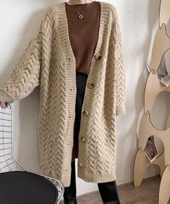 ニット・セーター | ケーブル編みニットカーディガンロング