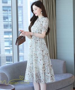 ミディアム | ワンピース レディース 着痩せ Aラインワンピース サマーワンピース 春 夏 ミディアムワンピース 上品 大きいサイズ 花柄 フレア 上品 20代 30代 半袖 40代