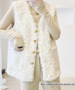 ベスト | ファーレディース 秋冬 アウター ジレ 羽織り 前開き ボタン カーディガン フェイクファー コーデ 袖なし ノーカラー ファーアウター 送料無料