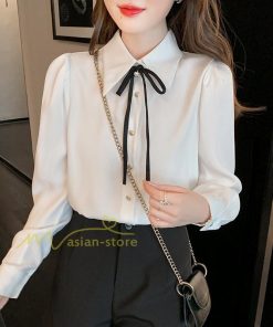 シャツ・ブラウス | ブラウス レディース きれいめ 40代 春夏秋新作 オシャレブラウス リボンネック 長袖トップス 大人 通勤OL 韓国ファッション ゆったり 50代 通学 シャツ30代