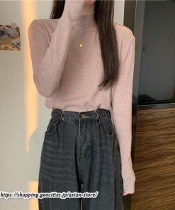 ニット・セーター | カットソー ニット レディース リブニット 長袖 秋冬 春 トップス スリム ストレッチ インナー 無地 プルオーバー 通学通勤 長袖ニット 長袖カットソー 着痩せ