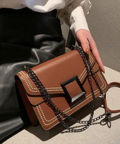 ショルダーバッグ | スクエアバッグ かばんブラック 肩掛け チェーンバッグ 斜めがけ ミニレディース 小さめ レザー 大人