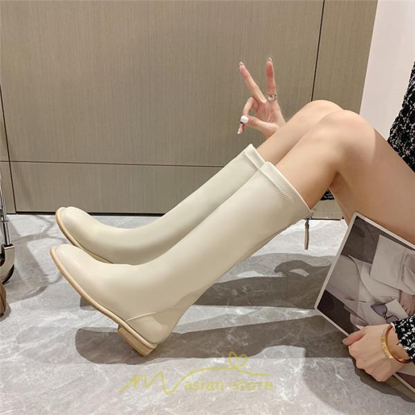 ロングブーツ | レディース ロング丈 太ヒール スクエアトゥ トレンド PU 黒 シンプル コスプレ 美脚 おしゃれ 歩きやすい 履きやすい 滑にくい かわいい