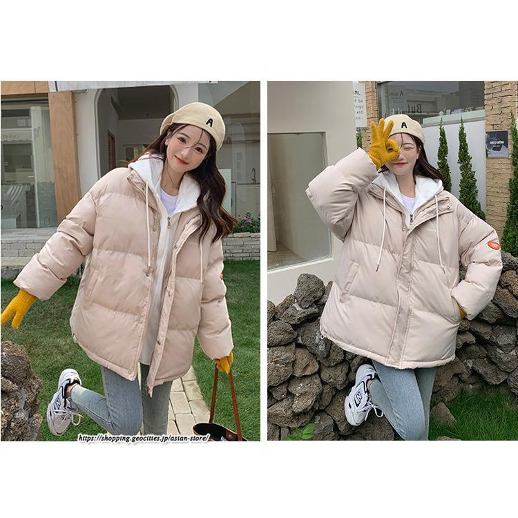 ダウンジャケット コート | フェイクレイヤードダウンジャケット 重ね着風ジャケット 中綿ジャケット アウター ダウン 防風 防寒 フード付き 秋冬コート ジップアップ レディース