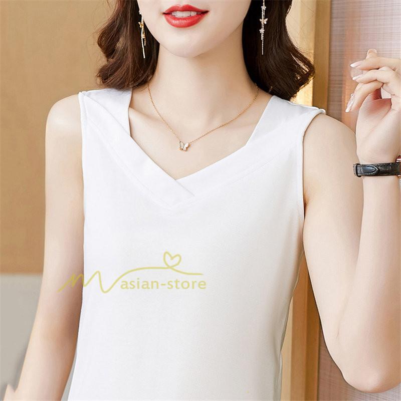 キャミソール タンクトップ | トップス タンクトップ レディース ノースリーブ Vネック Vネックタンク コットン 20代30代40代50代 ママ 母 快適 お出かけ カシュクール インナー カジュアル