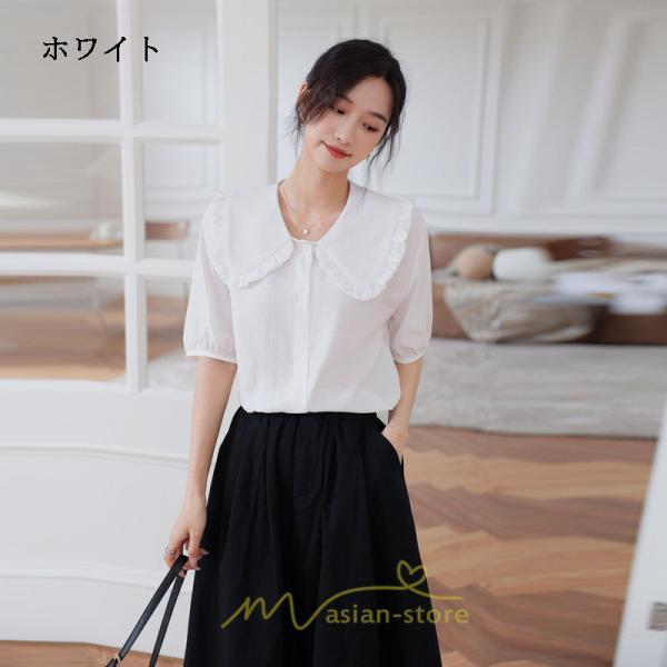 シャツ・ブラウス | ブラウス シフォン トップス レディース 白 紫 夏ブラウス シフォンブラウス 半袖 オフィス 春夏 クルーネック お出かけ 着痩せ 華奢見え フリル