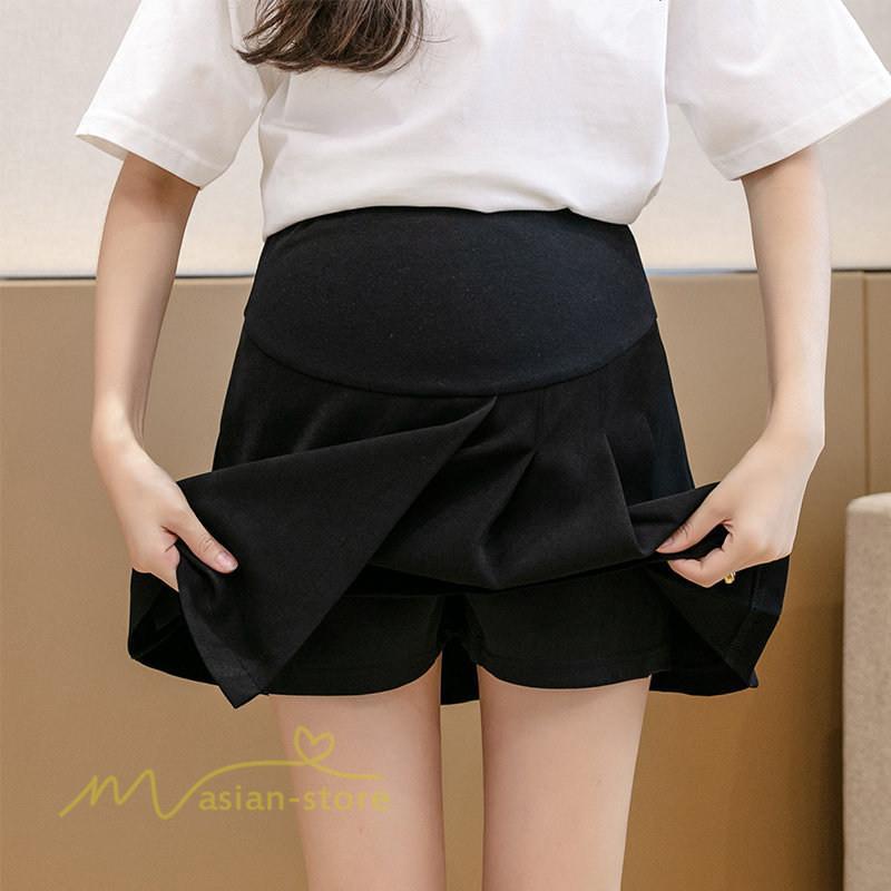 スカート | マタニティ ショート丈 レディース プリーツ 無地 マタニティ夏 サマーカジュアル 産前産後 着痩せ マタニティウェア 通気性 上品