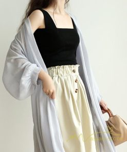 カーディガン | レディース ロングライトアウター 無地 羽織り UV対策 日焼け パフスリーブ 可愛い 20代30代 女の子 夏服 透け感 冷感