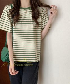 tシャツ・カットソー | Tシャツ レディース 春夏 トップス カットソー 半袖 シャツ ストライプ柄 20代30代40代50代 カジュアル お出かけ 上品 韓国ファッション 着回し 着痩せ 快適