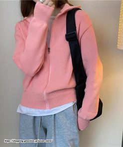 カーディガン | ニットレディース トップス リブニット ジップアップ ハイネック 羽織り 長袖 カーディガン ジャケット ライトアウター ニット セーター