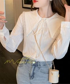 シャツ・ブラウス | ブラウス トップス プリーツ オフィスカジュアル 通勤 リボン付き レディース 韓国 ファッション 通学 カジュアル エレガント 優雅 OL オシャレ 通勤 上品 細身