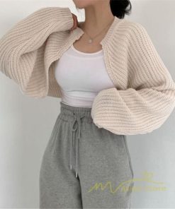 カーディガン | ニットショート丈 アウター レディース 羽織り 無地 長袖 ライトアウター セーター 可愛い 通学通勤 20代30代 ニット 春秋