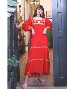 マキシ | ロングワンピース 長袖 レディース 秋物 刺繍 ダンス Aラインワンピース 舞台 パーティーワンピース 50代60代 30代40代 長袖ワンピース ゆったり コスプレ