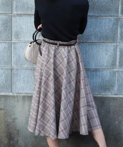 ひざ丈スカート | レディース 膝丈 ベルト付き フレアスカート スカート Aライン スカート ハイウエスト