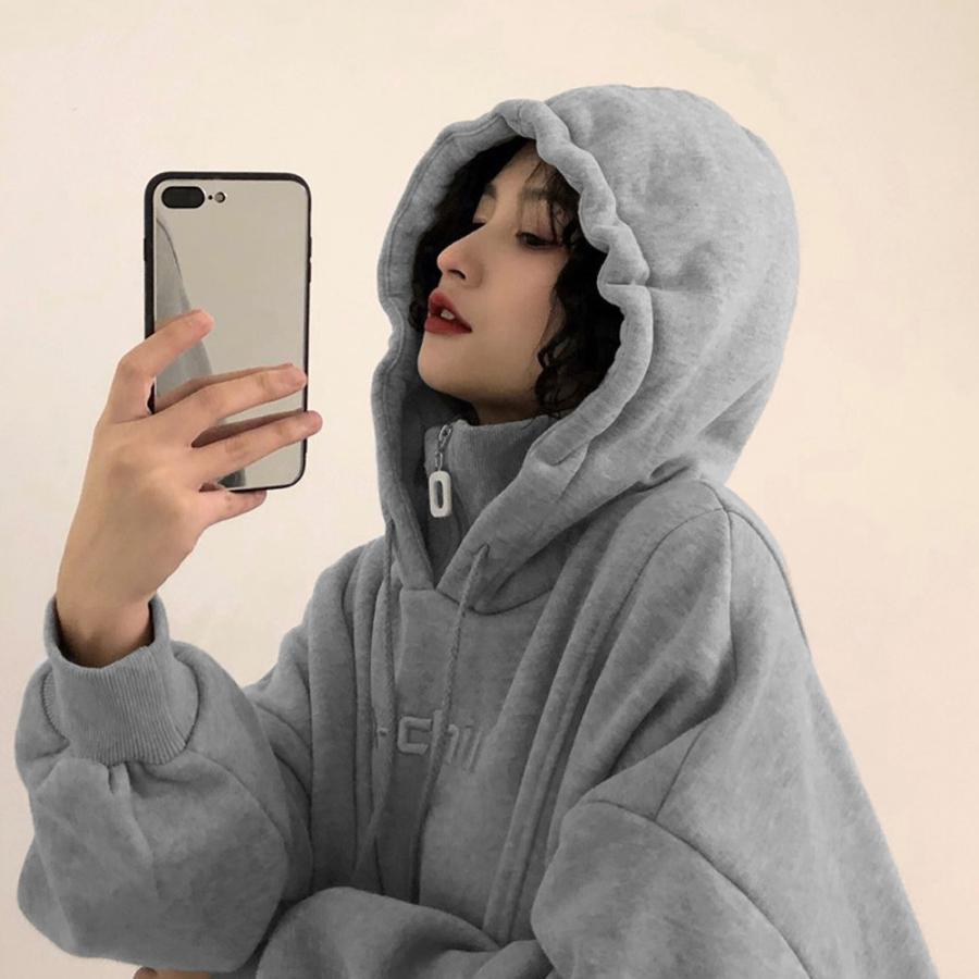 パーカ | 体型カバー オーバーサイズ レディース ロゴ フード付きパーカー トップス 裏起毛 トレーナー ロング丈 カジュアル