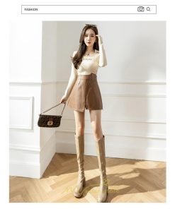 スカート | レザーレディース ミニタイト 秋 冬 PU Aライン ハイウエスト おしゃれ スリット フェイクレザー 可愛い 着痩せ オシャレ