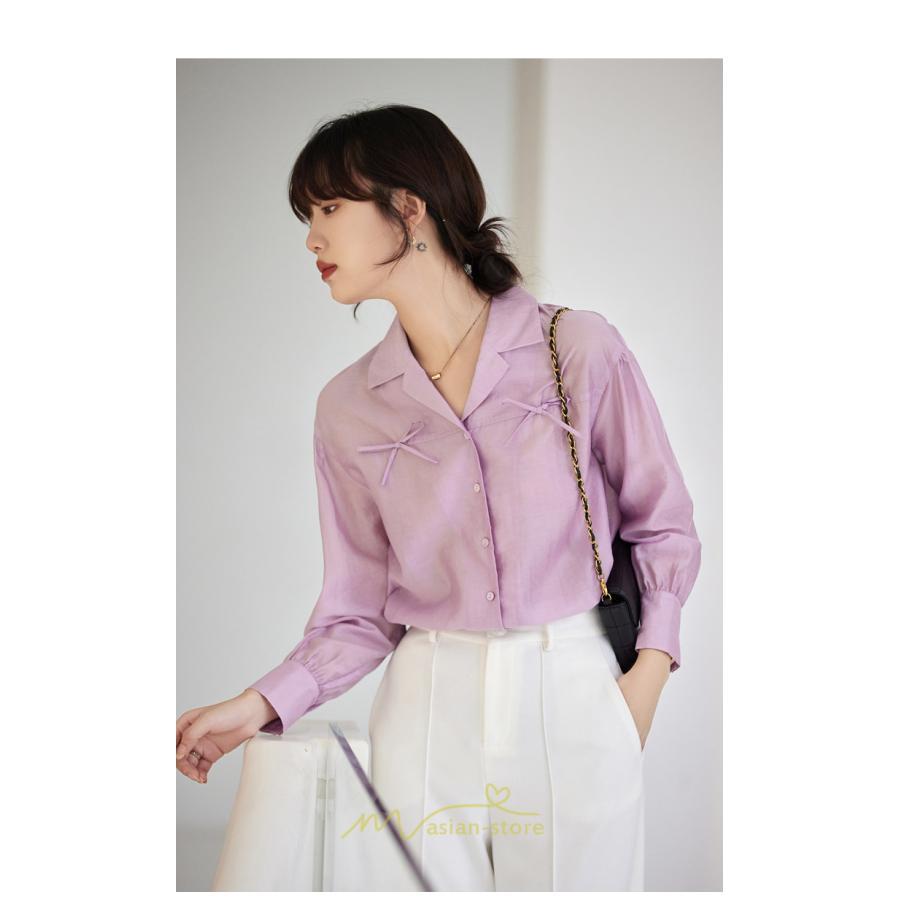 シャツ・ブラウス | ブラウス トップス レディース Vネック秋 蝶結び 可愛い トップス きれいめ フォーマル 上品 通勤 OL 20代30代40代50代 高品質 フェミニン