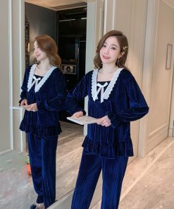 セットアップ | 部屋着 可愛い レディース パジャマ ベロア 長袖秋冬 寝巻き ゆったり ルームウェア ナイトウェア 上下セット