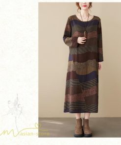 マキシ | ワンピース ロング丈 レディース シンプル 長袖ワンピース Aライン 秋コーデ カジュアル 丸首 40代 体型カバー ゆるワンピース 大きいサイズ ゆったり 50代