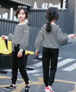 （子供）その他 | 長袖Ｔシャツ 女の子 秋 トップス セットアップ シンプル カットソー ボーダー柄 綿 おしゃれ 子供服 キッズ 洋服